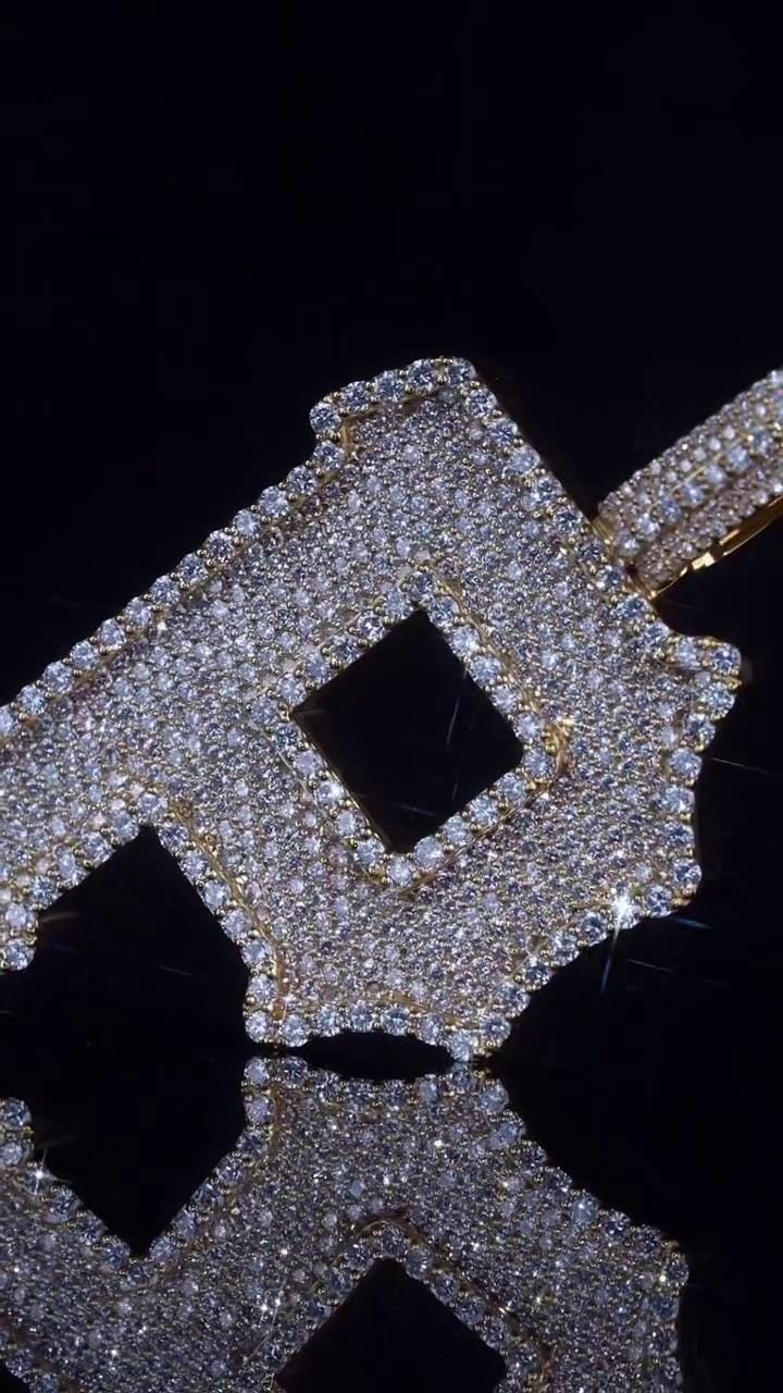 Custom Initial "P" Pendant | 925 Sterling Silver | VVS Moissanite | 3D Letter Pendant | Honeycomb Setting Iced Out Hip Hop Jewelry