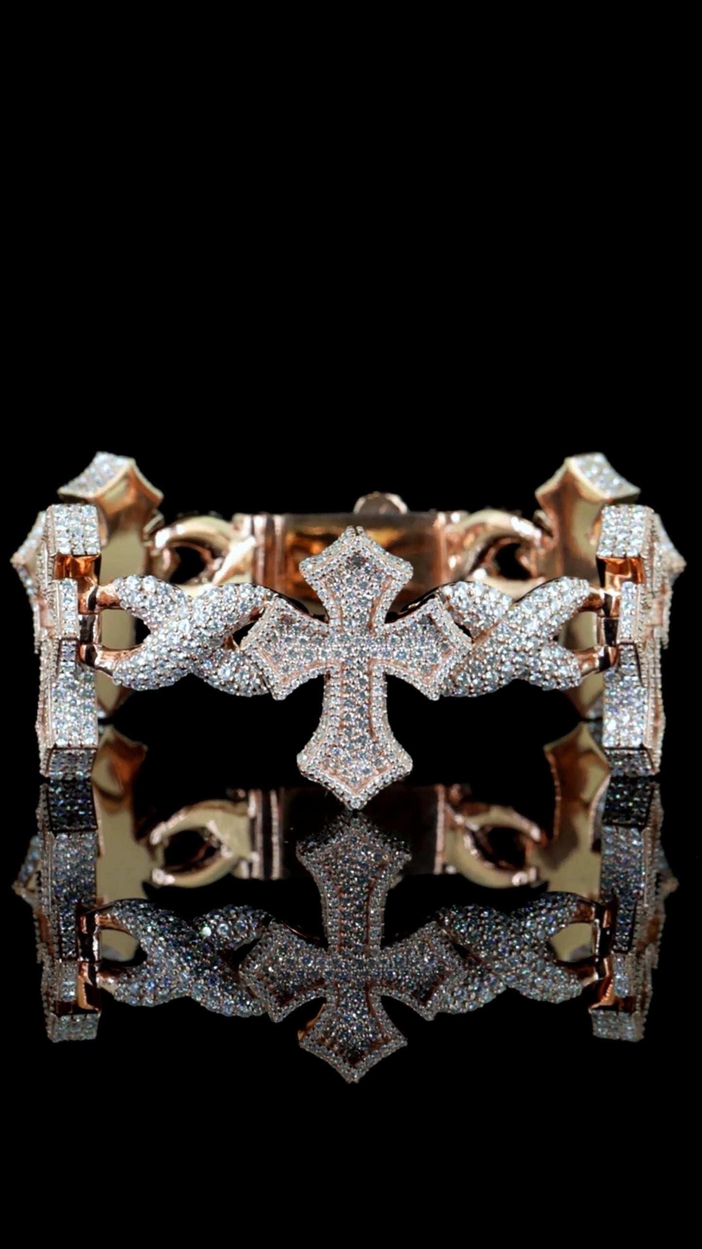 Iced Out Cross Link Bracelet, VVS1 Moissanite Pass Diamond Test, 925 Silver or 10K Gold Hip Hop Jewelry, Luxury Bling for Men & Women