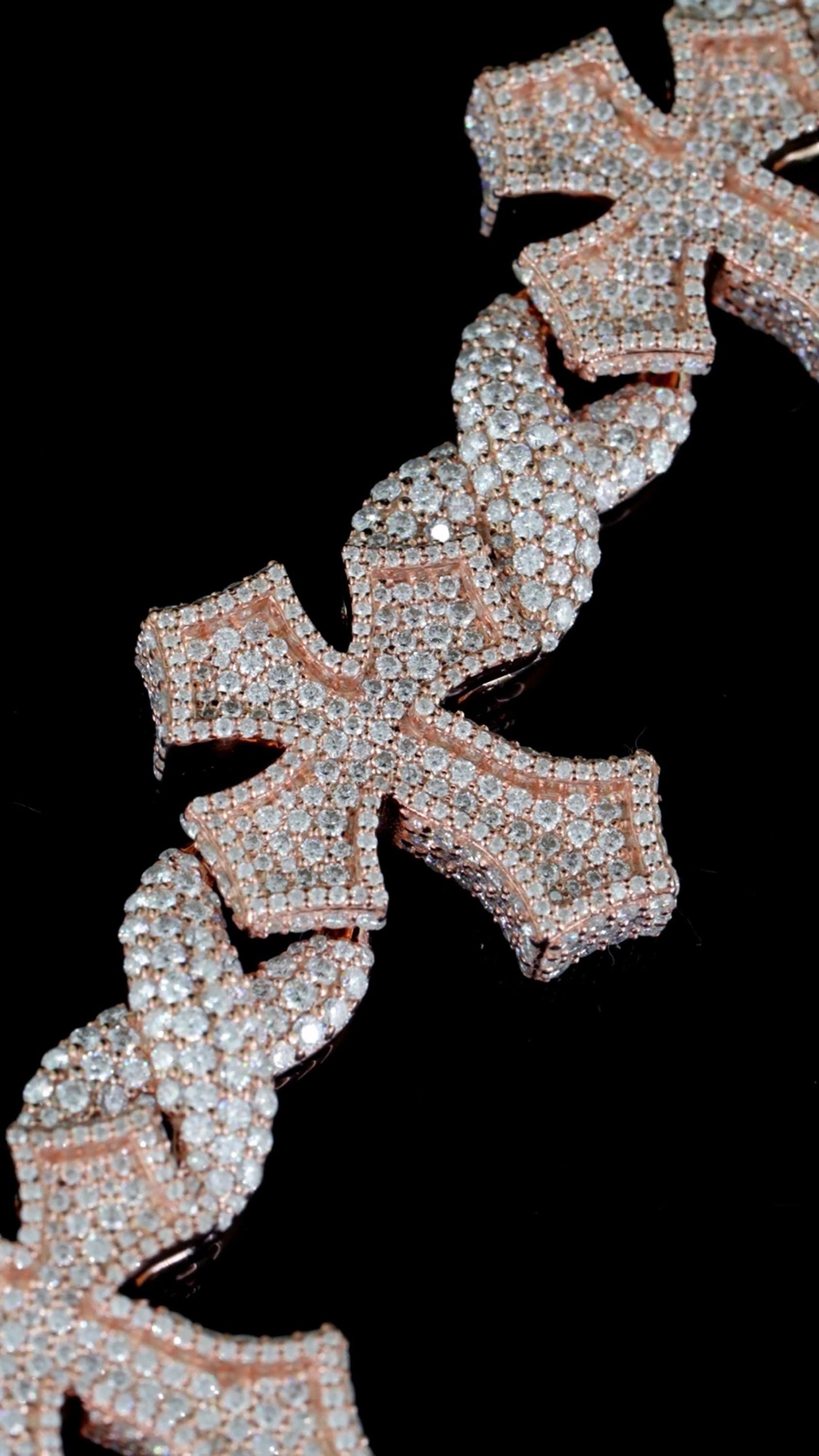 Iced Out Cross Link Bracelet, VVS1 Moissanite Pass Diamond Test, 925 Silver or 10K Gold Hip Hop Jewelry, Luxury Bling for Men & Women