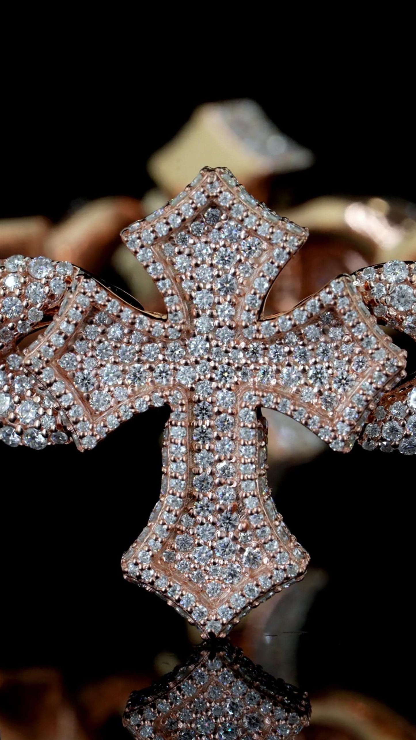 Iced Out Cross Link Bracelet, VVS1 Moissanite Pass Diamond Test, 925 Silver or 10K Gold Hip Hop Jewelry, Luxury Bling for Men & Women