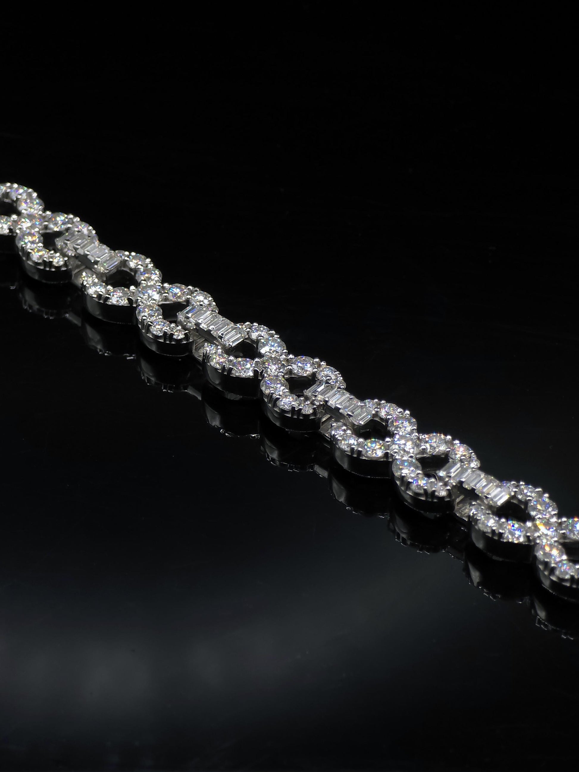 Infinity Link Chain 10mm, VVS1 Quality Round and Emerald-cut Moissanite Diamond, Pass Diamond Tester