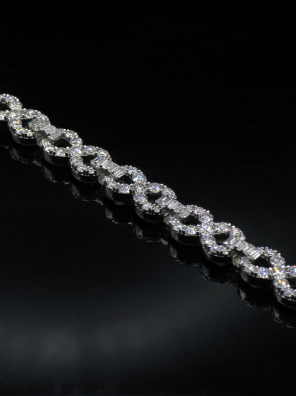 Infinity Link Chain 10mm, VVS1 Quality Round and Emerald-cut Moissanite Diamond, Pass Diamond Tester