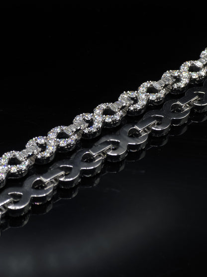 Infinity Link Chain 10mm, VVS1 Quality Round and Emerald-cut Moissanite Diamond, Pass Diamond Tester