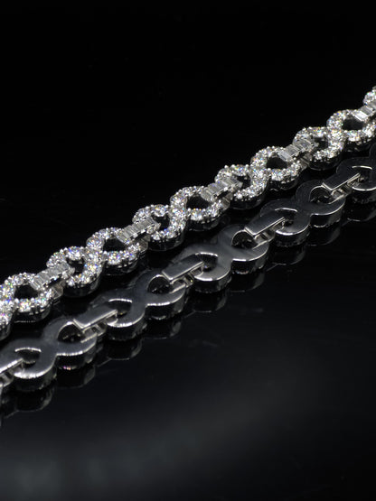 Infinity Link Chain 10mm, VVS1 Quality Round and Emerald-cut Moissanite Diamond, Pass Diamond Tester
