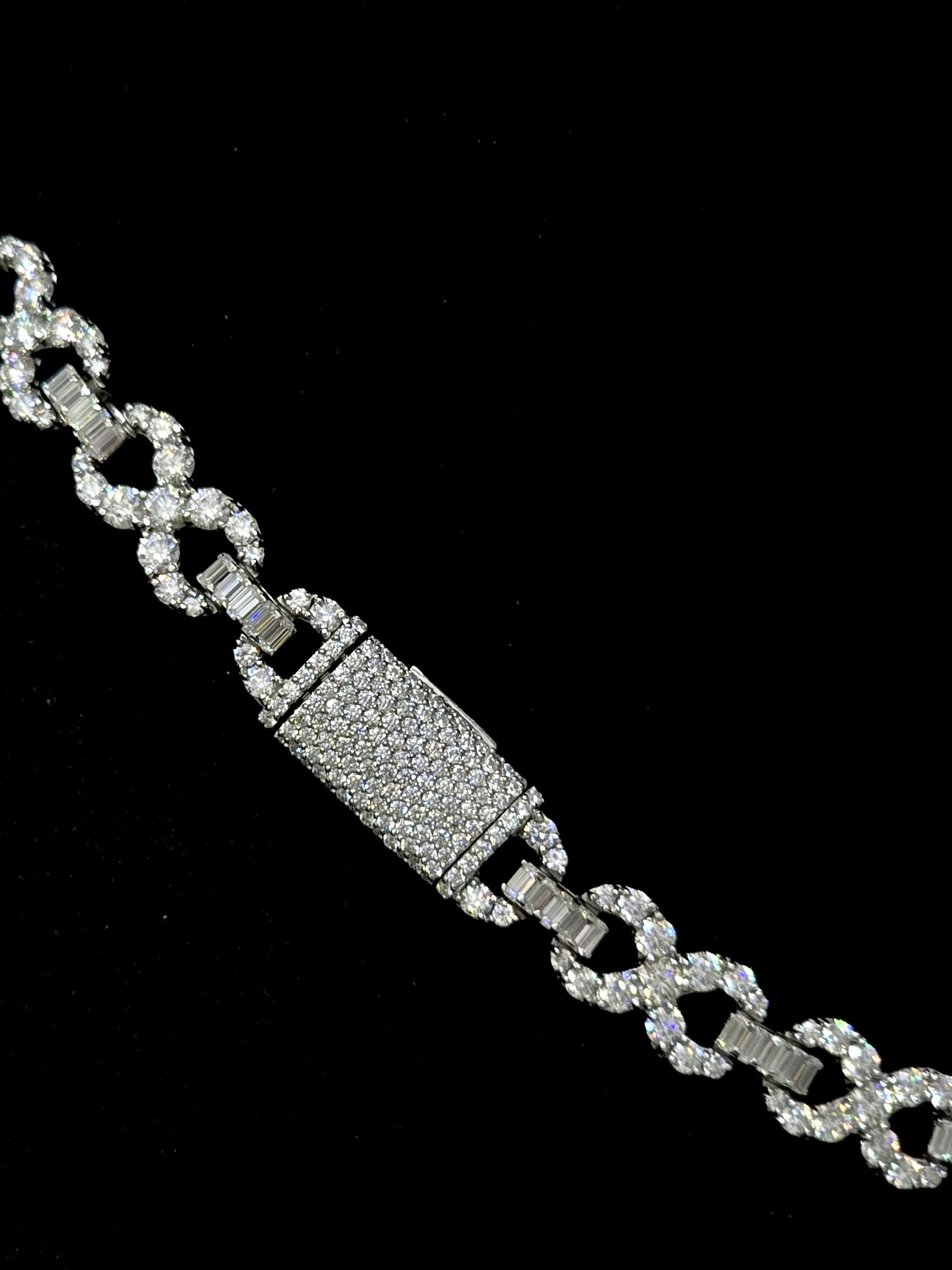 Infinity Link Chain 10mm, VVS1 Quality Round and Emerald-cut Moissanite Diamond, Pass Diamond Tester