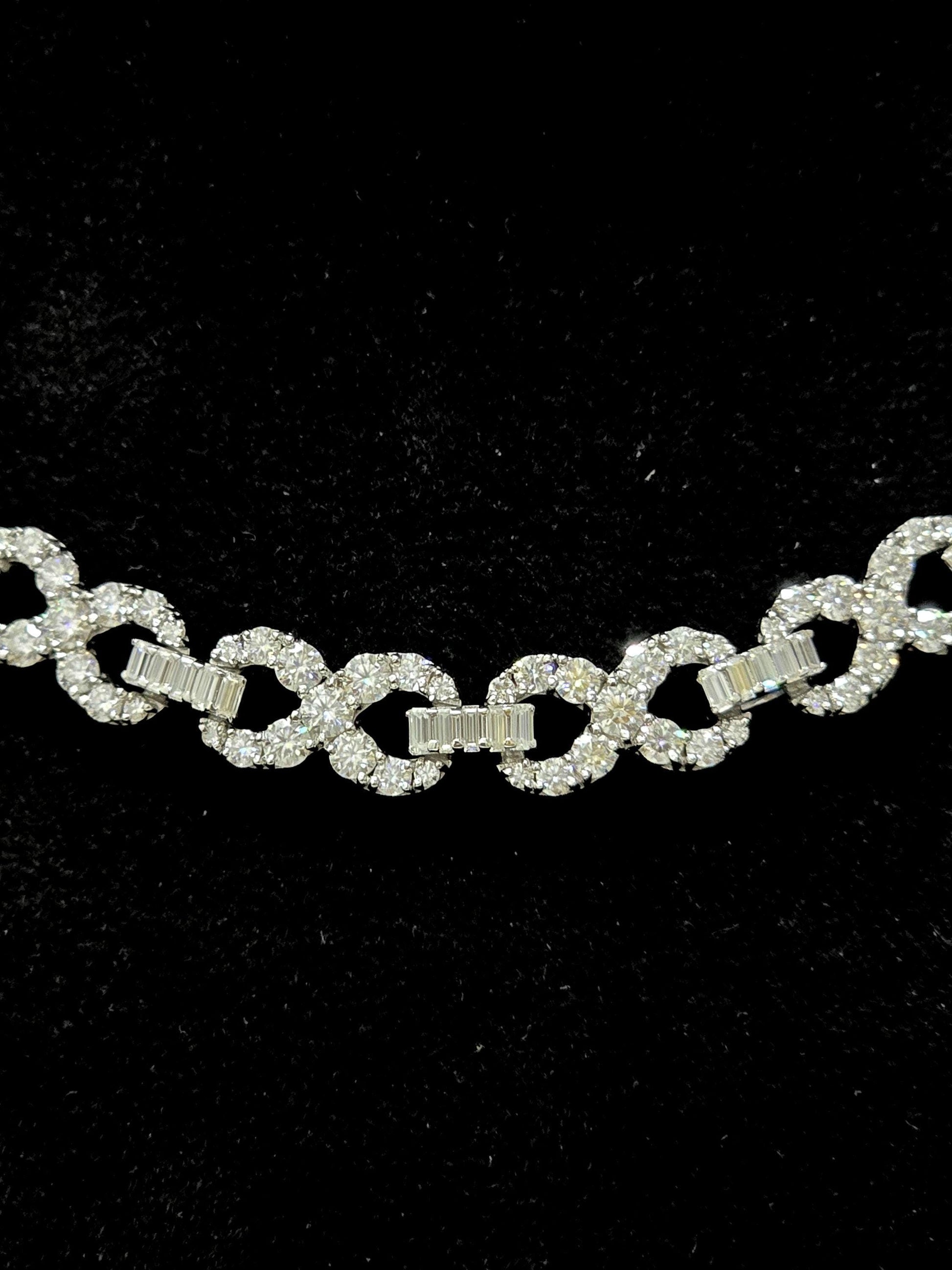 Infinity Link Chain 10mm, VVS1 Quality Round and Emerald-cut Moissanite Diamond, Pass Diamond Tester