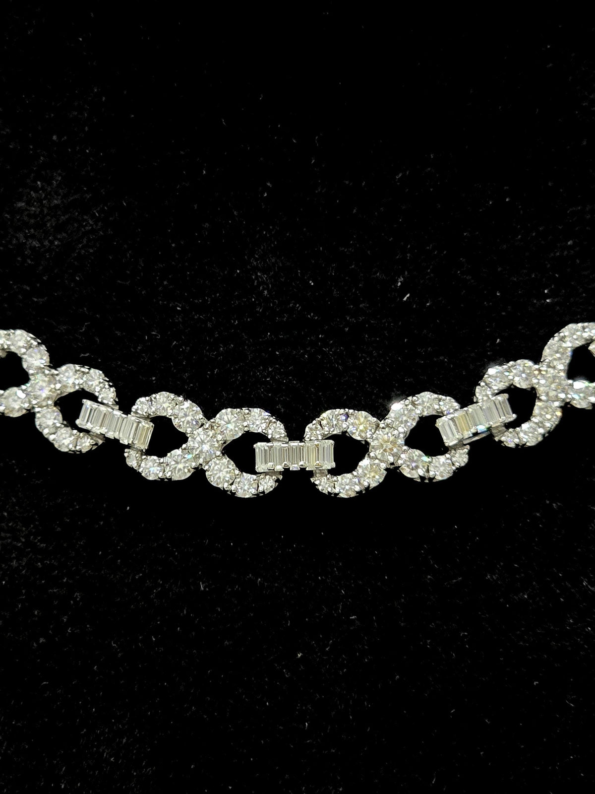 Infinity Link Chain 10mm, VVS1 Quality Round and Emerald-cut Moissanite Diamond, Pass Diamond Tester