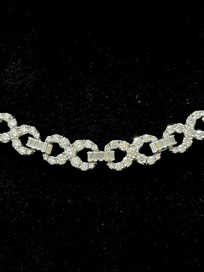 Infinity Link Chain 10mm, VVS1 Quality Round and Emerald-cut Moissanite Diamond, Pass Diamond Tester