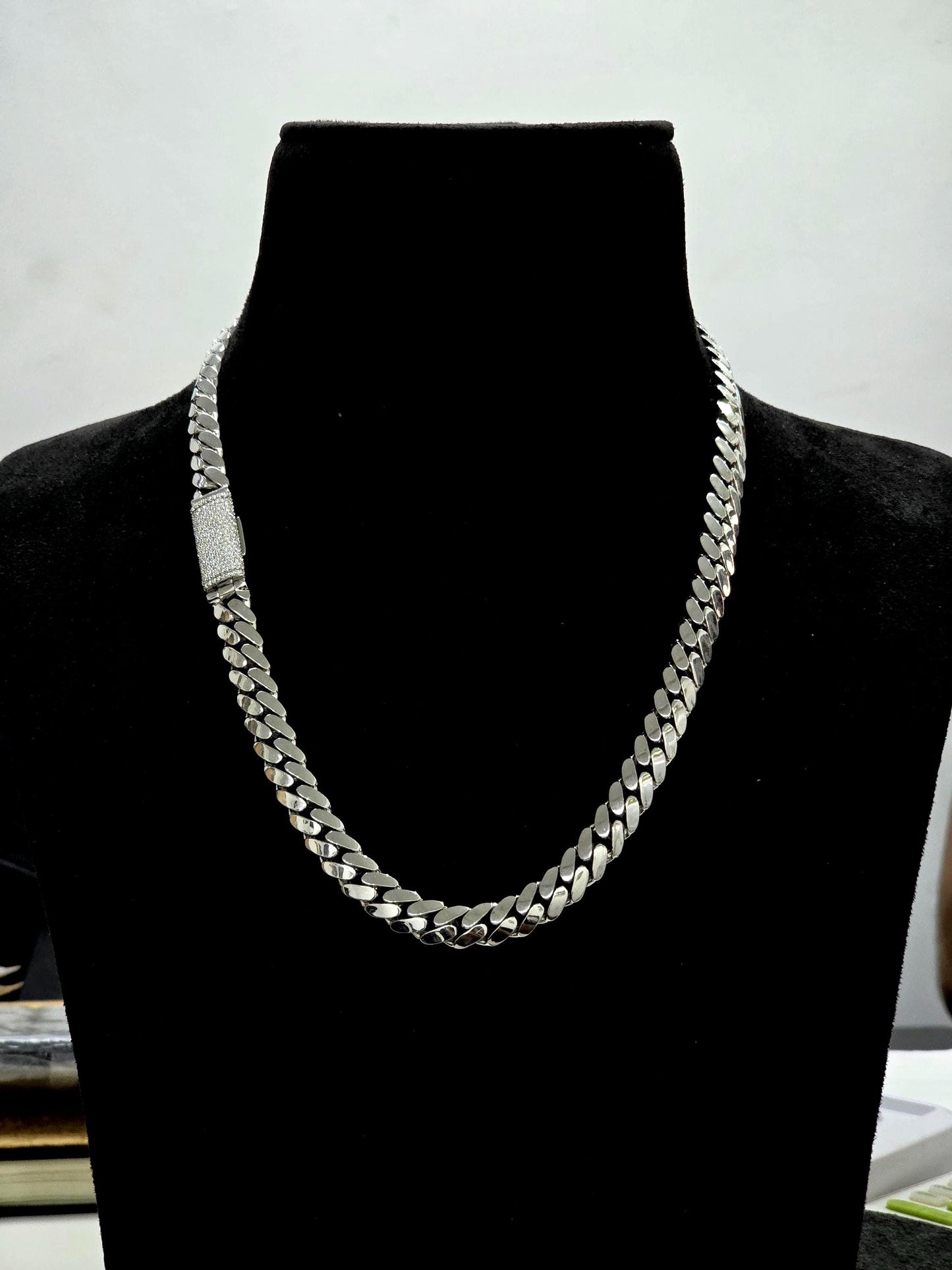 10mm Miami Cuban Link Chain, Iced Lock Box with Custom Name, Men/Women Chain, Cuban Necklace, Available in 925 Sterling Silver