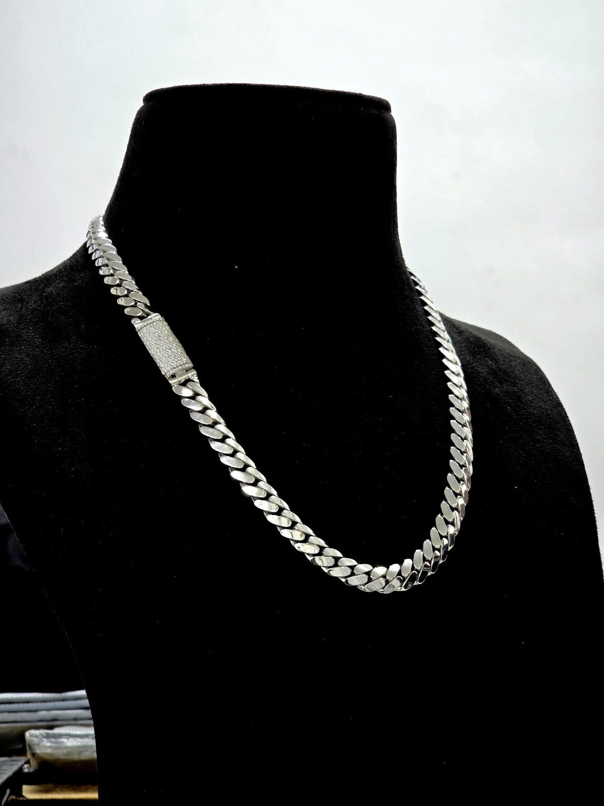 10mm Miami Cuban Link Chain, Iced Lock Box with Custom Name, Men/Women Chain, Cuban Necklace, Available in 925 Sterling Silver
