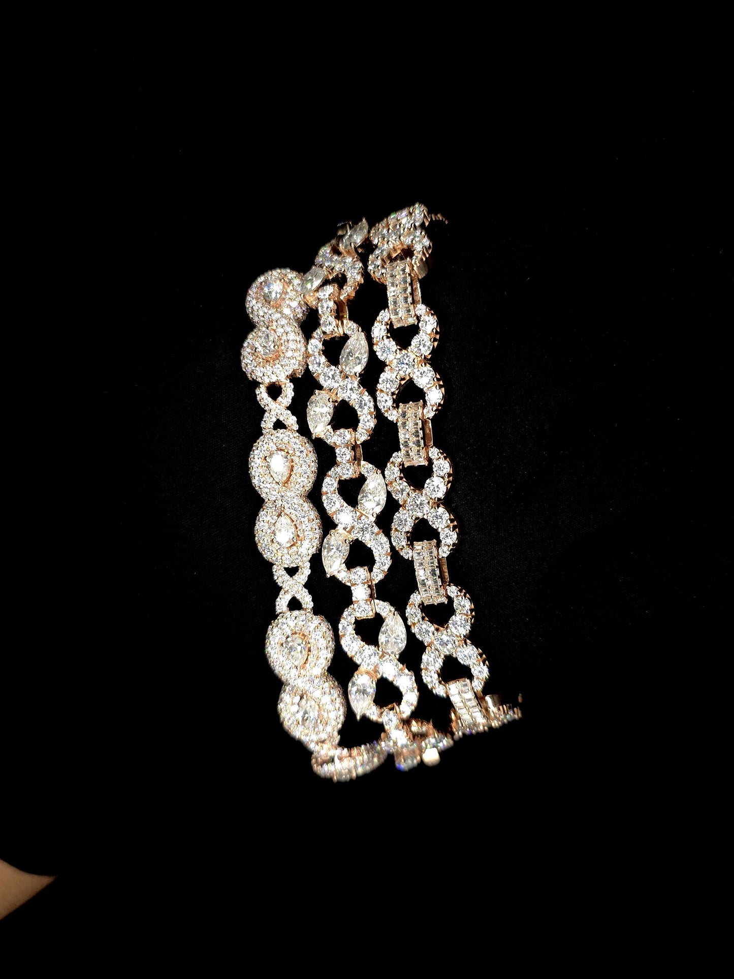 VVS1 Moissanite Diamonds Infinity Link Bracelets, Solid 925 Sterling Silver, Luxury Hip Hop Jewelry, Unisex Gift