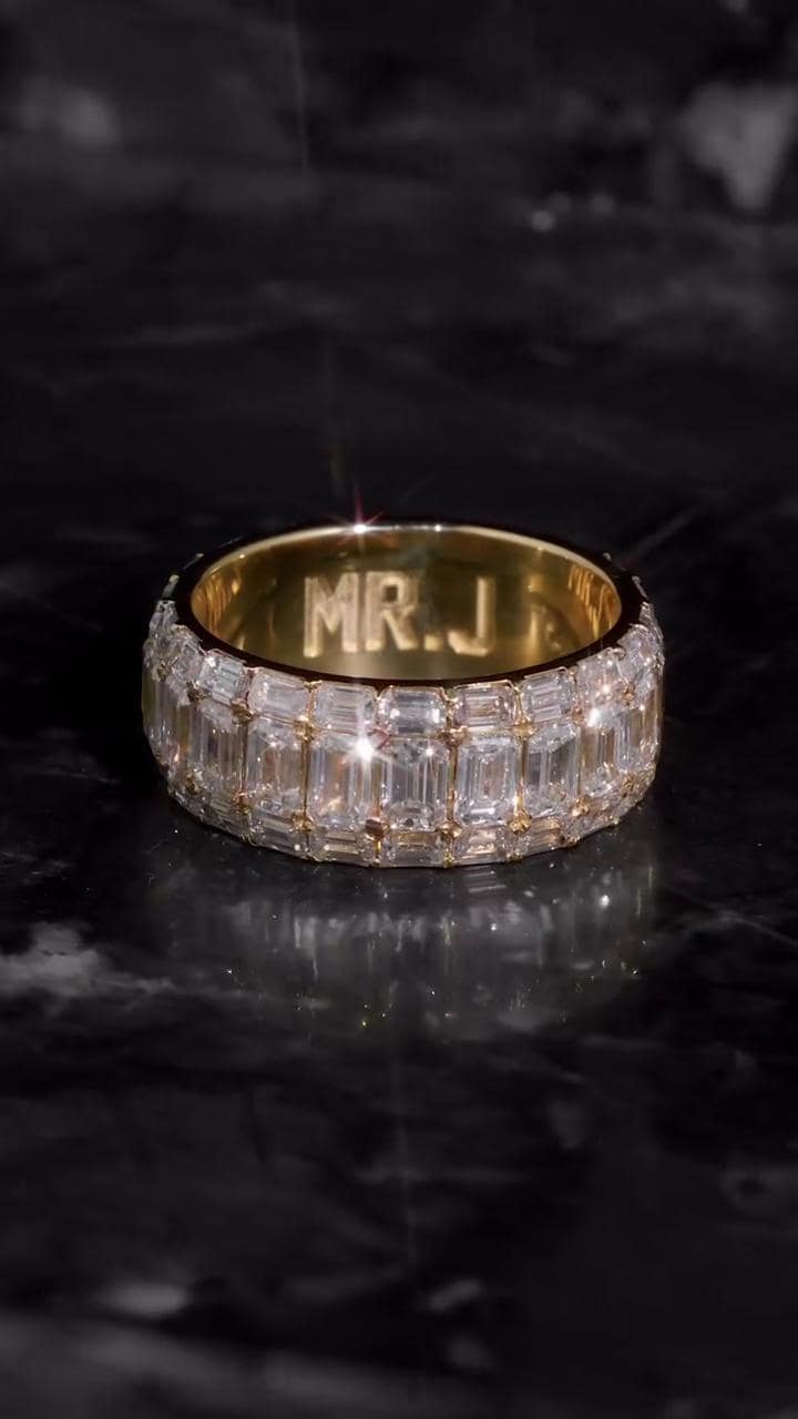 Iced Out Pinky Finger Band Ring for Men with VVS Clarity Moissanite Diamonds – Passes Diamond Test