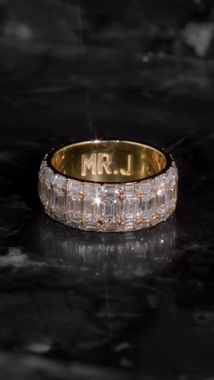 Iced Out Pinky Finger Band Ring for Men with VVS Clarity Moissanite Diamonds – Passes Diamond Test