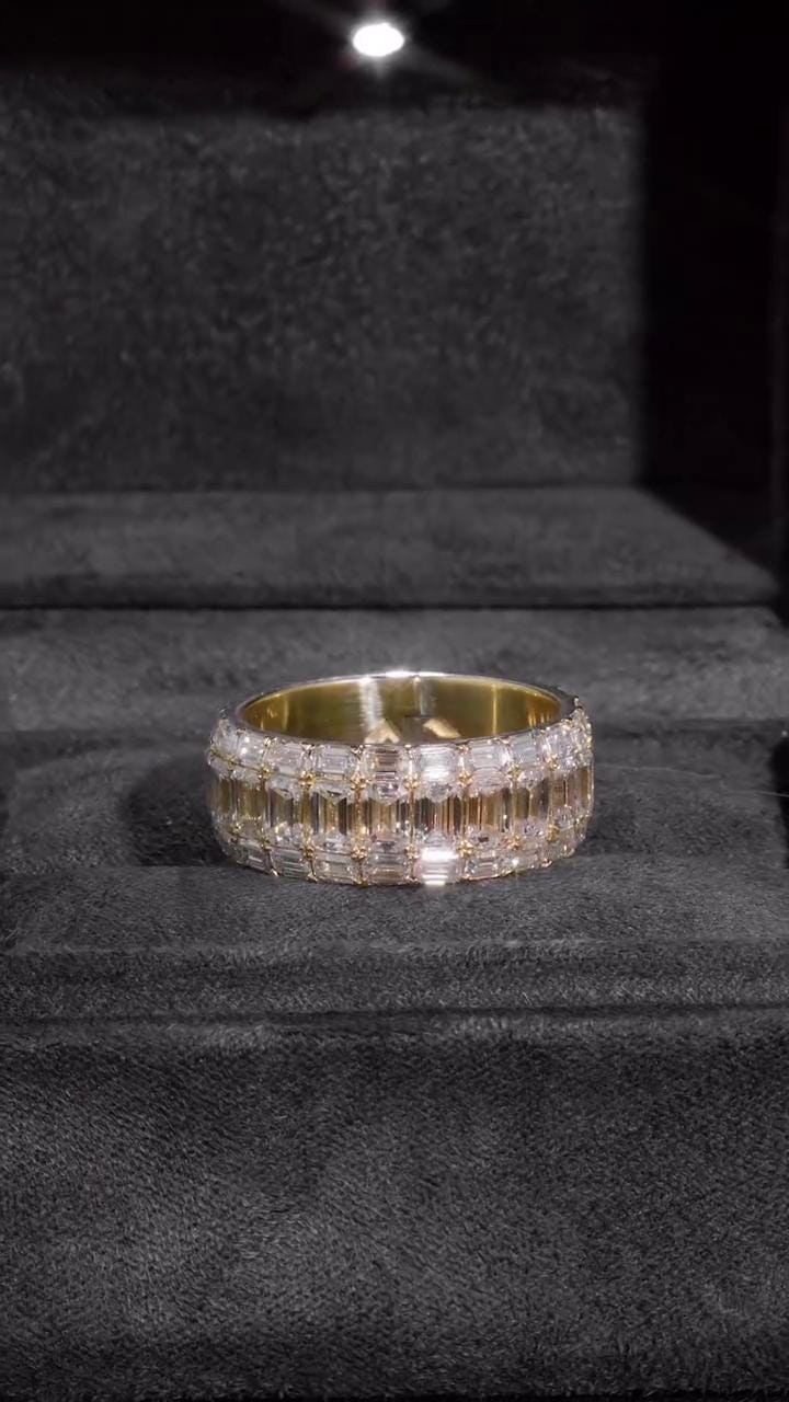 Iced Out Pinky Finger Band Ring for Men with VVS Clarity Moissanite Diamonds – Passes Diamond Test