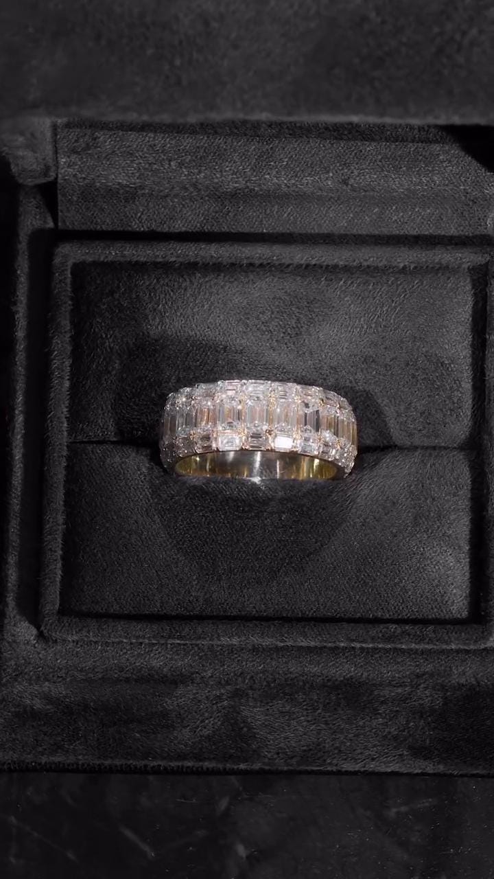 Iced Out Pinky Finger Band Ring for Men with VVS Clarity Moissanite Diamonds – Passes Diamond Test
