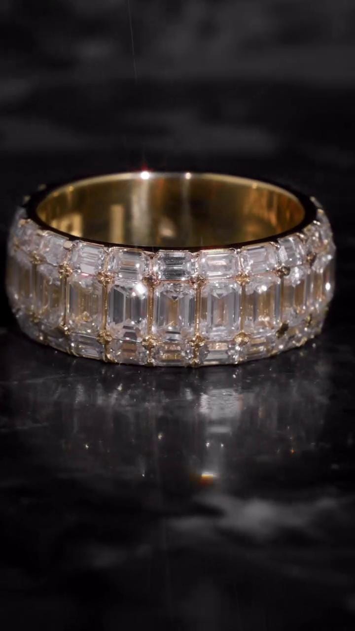 Iced Out Pinky Finger Band Ring for Men with VVS Clarity Moissanite Diamonds – Passes Diamond Test