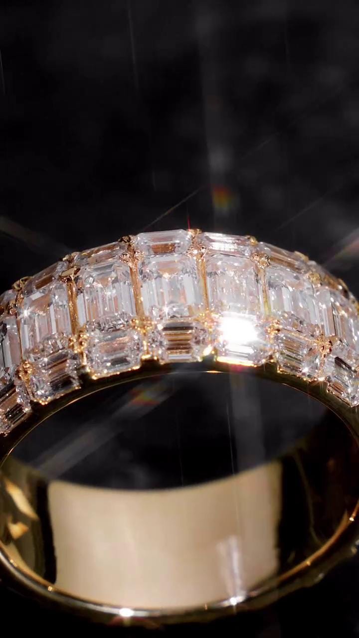 Iced Out Pinky Finger Band Ring for Men with VVS Clarity Moissanite Diamonds – Passes Diamond Test