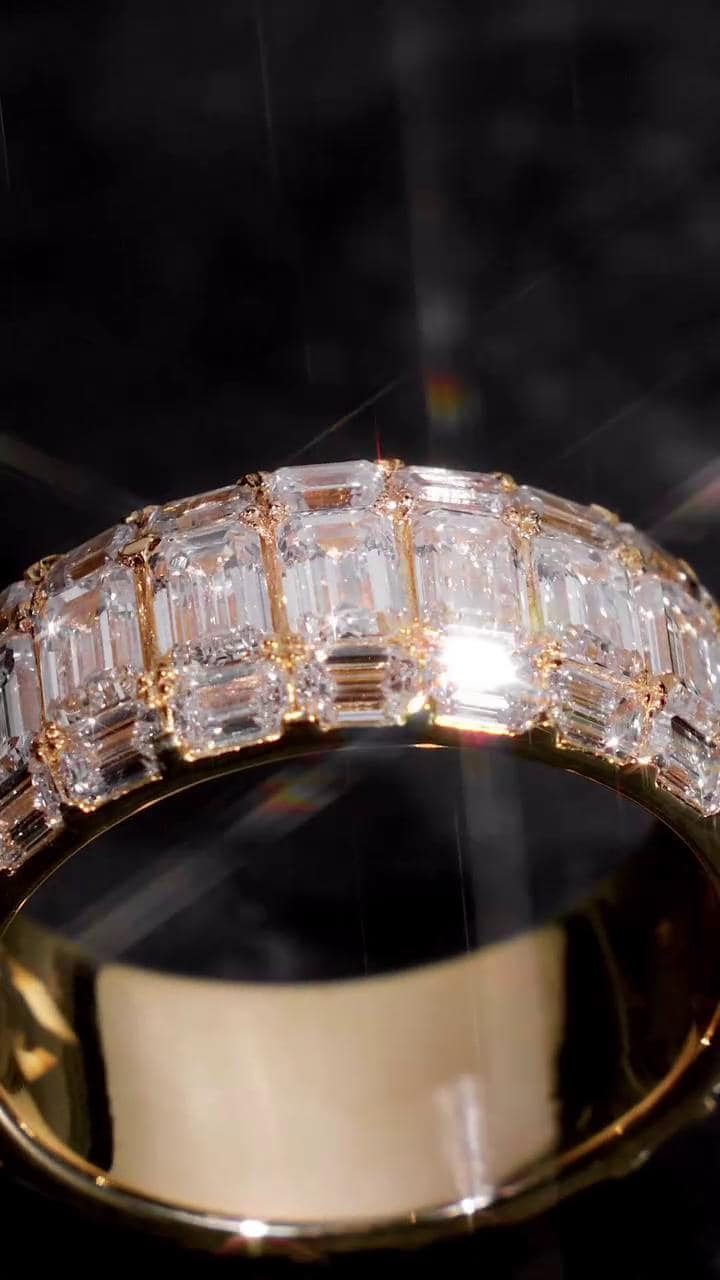 Iced Out Pinky Finger Band Ring for Men with VVS Clarity Moissanite Diamonds – Passes Diamond Test