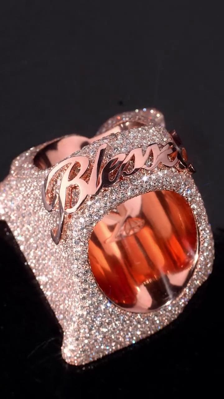 Iced Out Letter "RR" Ring for Men in 925 Silver/10K Gold | Custom Hip Hop Initial Ring | Lab Diamond Hip Hop Ring