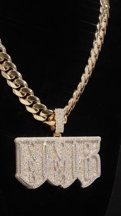Custom Iced Out Moissanite Name Pendant, VVS1 Moissanite Diamonds, 925 Sterling Silver, Hip Hop Jewelry