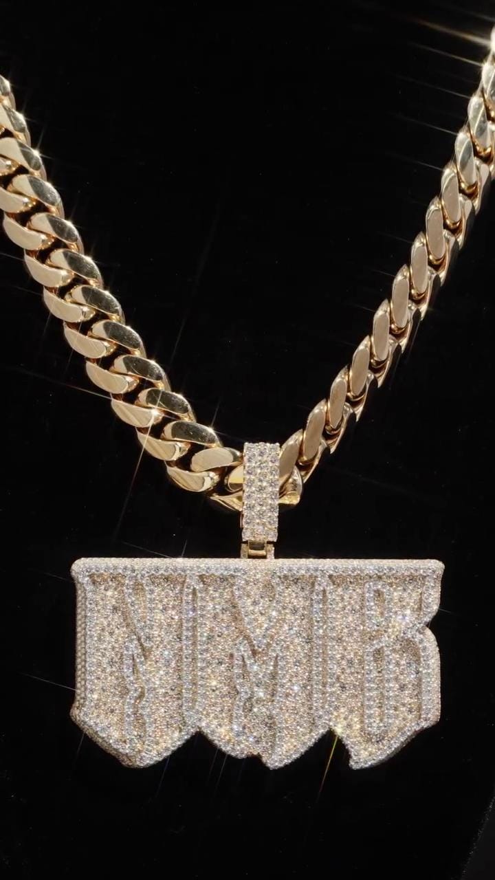 Custom Iced Out Moissanite Name Pendant, VVS1 Moissanite Diamonds, 925 Sterling Silver, Hip Hop Jewelry