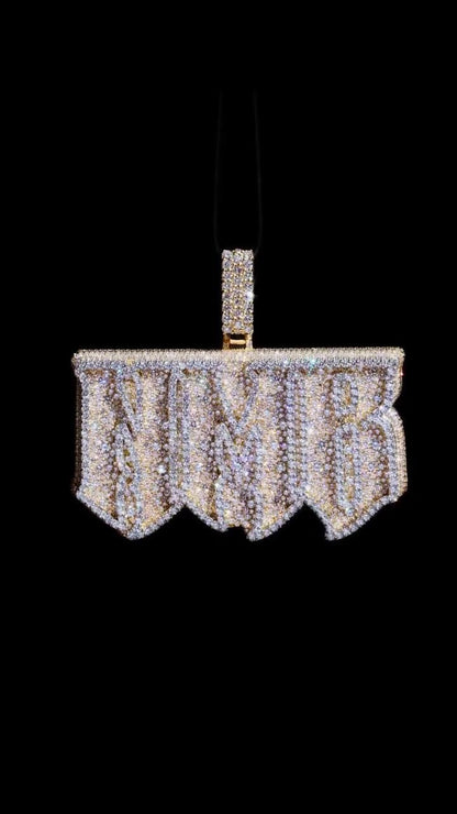 Custom Iced Out Moissanite Name Pendant, VVS1 Moissanite Diamonds, 925 Sterling Silver, Hip Hop Jewelry