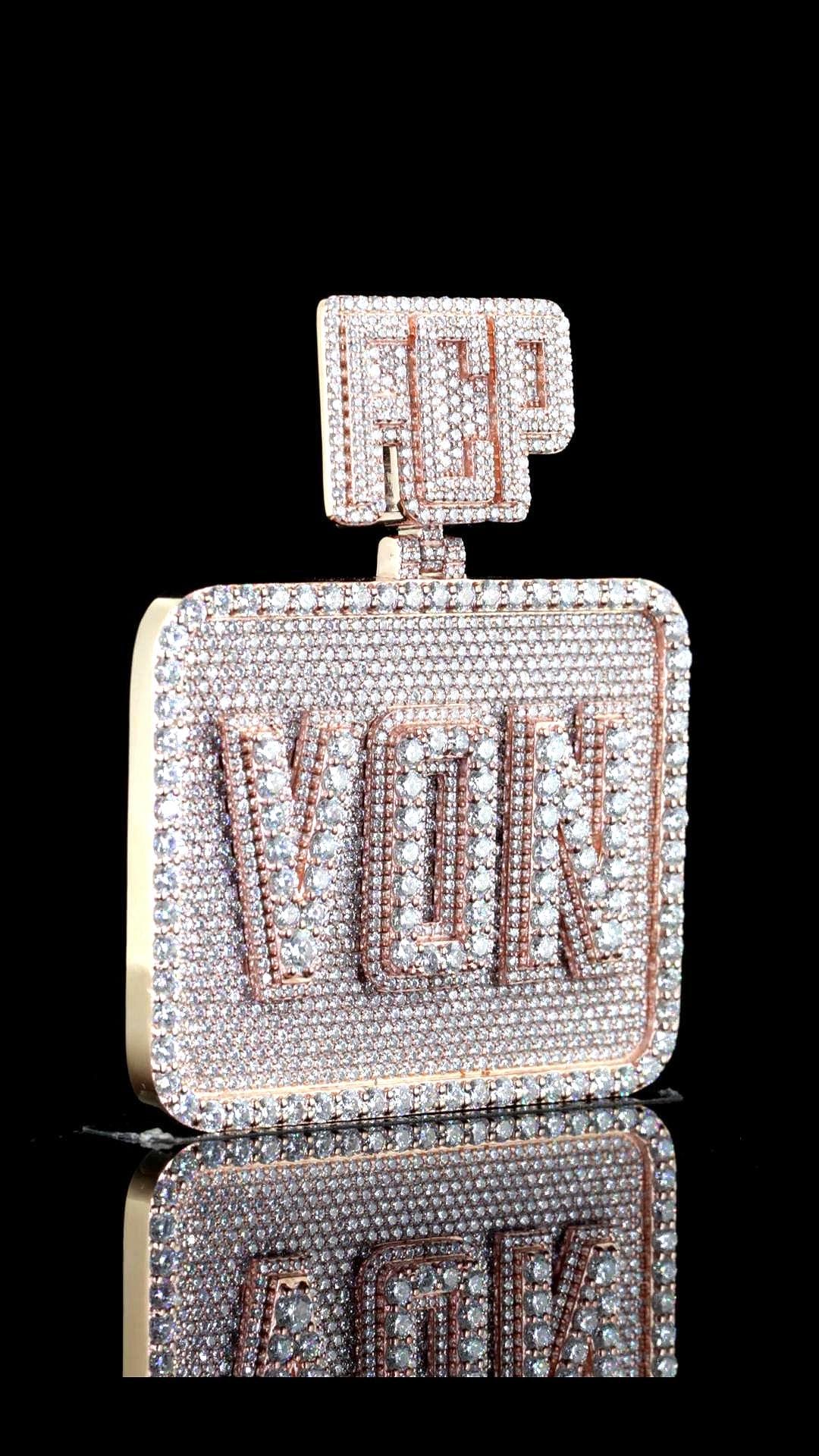 Custom made Iced Out Hip Hop Pendant | Chunky Moissanite pendant | 925 Silver / 10K Gold | Custom Handmade Moissanite Jewelry