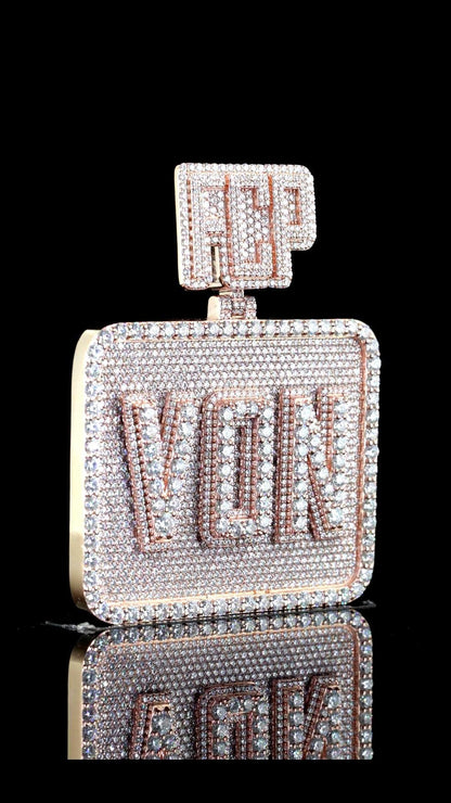 Custom made Iced Out Hip Hop Pendant | Chunky Moissanite pendant | 925 Silver / 10K Gold | Custom Handmade Moissanite Jewelry