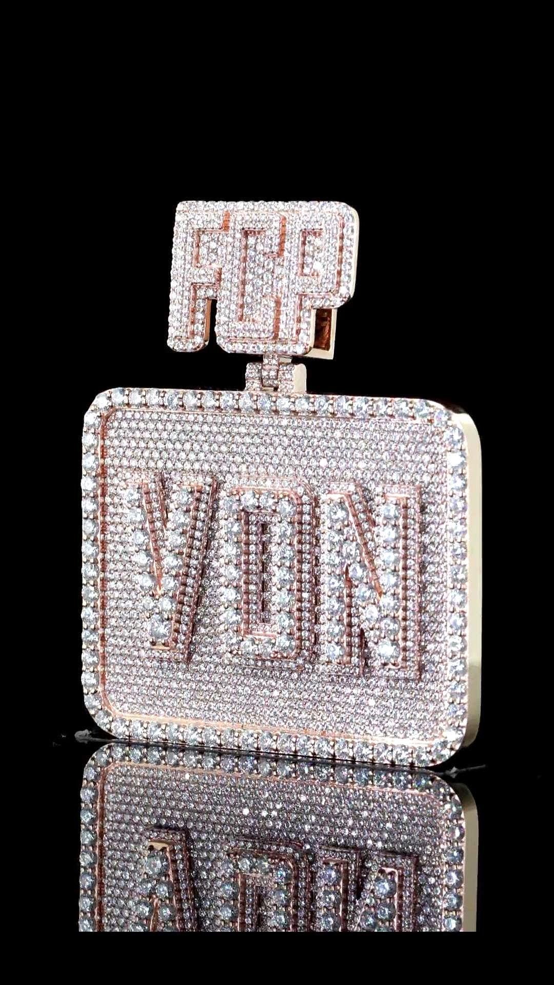 Custom made Iced Out Hip Hop Pendant | Chunky Moissanite pendant | 925 Silver / 10K Gold | Custom Handmade Moissanite Jewelry
