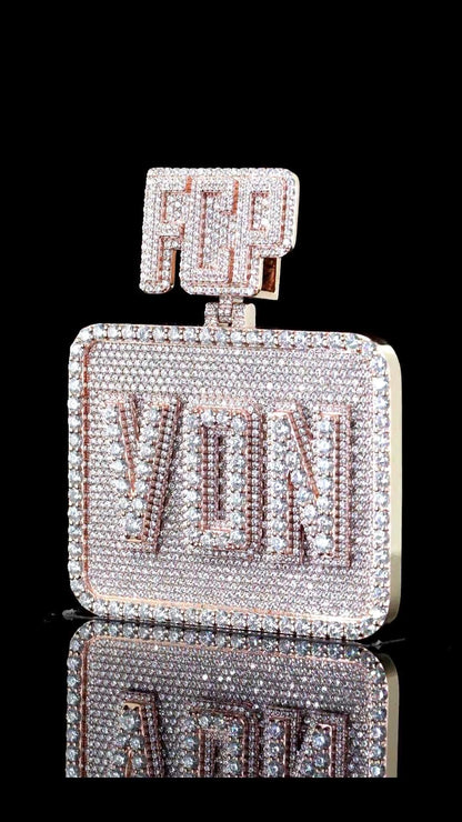Custom made Iced Out Hip Hop Pendant | Chunky Moissanite pendant | 925 Silver / 10K Gold | Custom Handmade Moissanite Jewelry