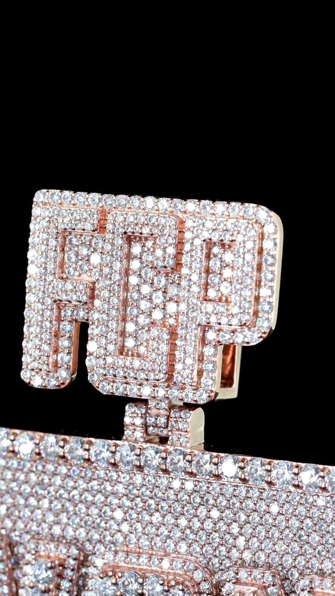 Custom made Iced Out Hip Hop Pendant | Chunky Moissanite pendant | 925 Silver / 10K Gold | Custom Handmade Moissanite Jewelry