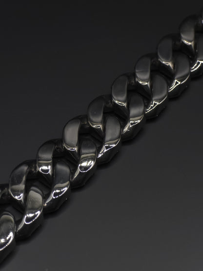 16mm Black Moissanite Cuban Link Bracelet in 925 Sterling Silver – Luxury Iced Out Necklace for Men, Passes Diamond Tester