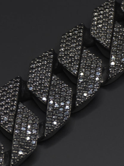 16mm Black Moissanite Cuban Link Bracelet in 925 Sterling Silver – Luxury Iced Out Necklace for Men, Passes Diamond Tester