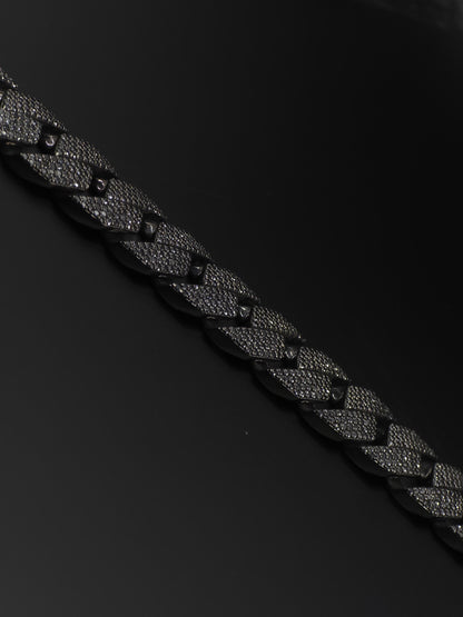 16mm Black Moissanite Cuban Link Bracelet in 925 Sterling Silver – Luxury Iced Out Necklace for Men, Passes Diamond Tester