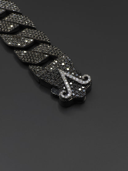 16mm Black Moissanite Cuban Link Bracelet in 925 Sterling Silver – Luxury Iced Out Necklace for Men, Passes Diamond Tester