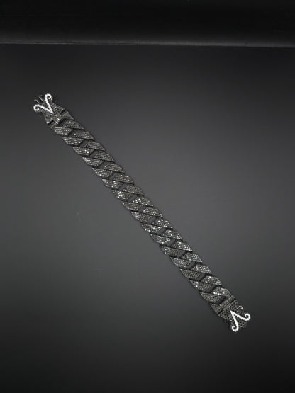 16mm Black Moissanite Cuban Link Bracelet in 925 Sterling Silver – Luxury Iced Out Necklace for Men, Passes Diamond Tester