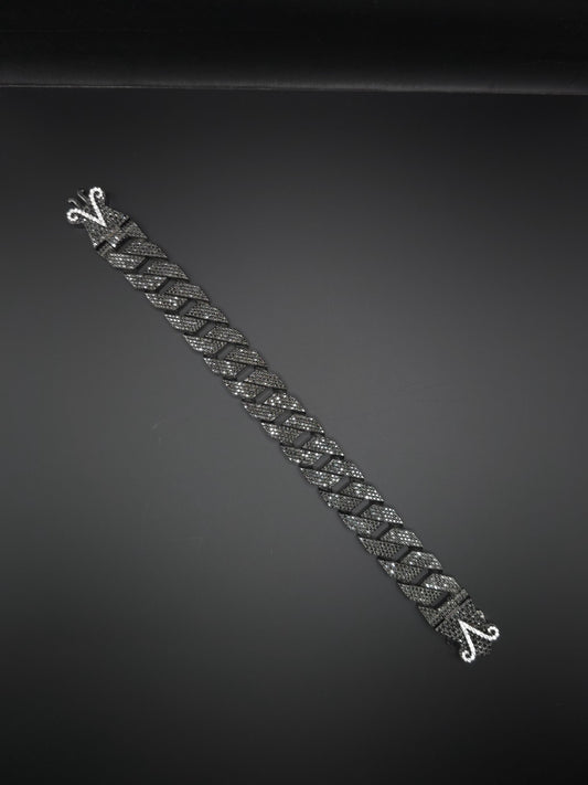 16mm Black Moissanite Cuban Link Bracelet in 925 Sterling Silver – Luxury Iced Out Necklace for Men, Passes Diamond Tester