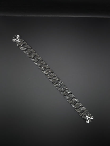 16mm Black Moissanite Cuban Link Bracelet in 925 Sterling Silver – Luxury Iced Out Necklace for Men, Passes Diamond Tester