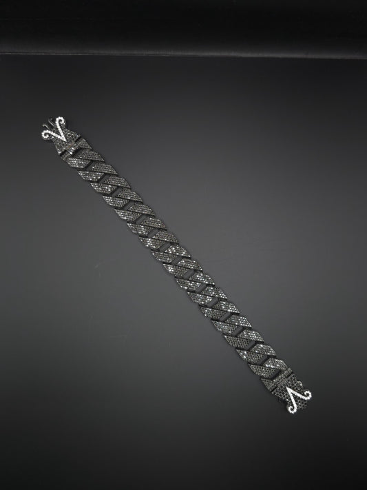 16mm Black Moissanite Cuban Link Bracelet in 925 Sterling Silver – Luxury Iced Out Necklace for Men, Passes Diamond Tester