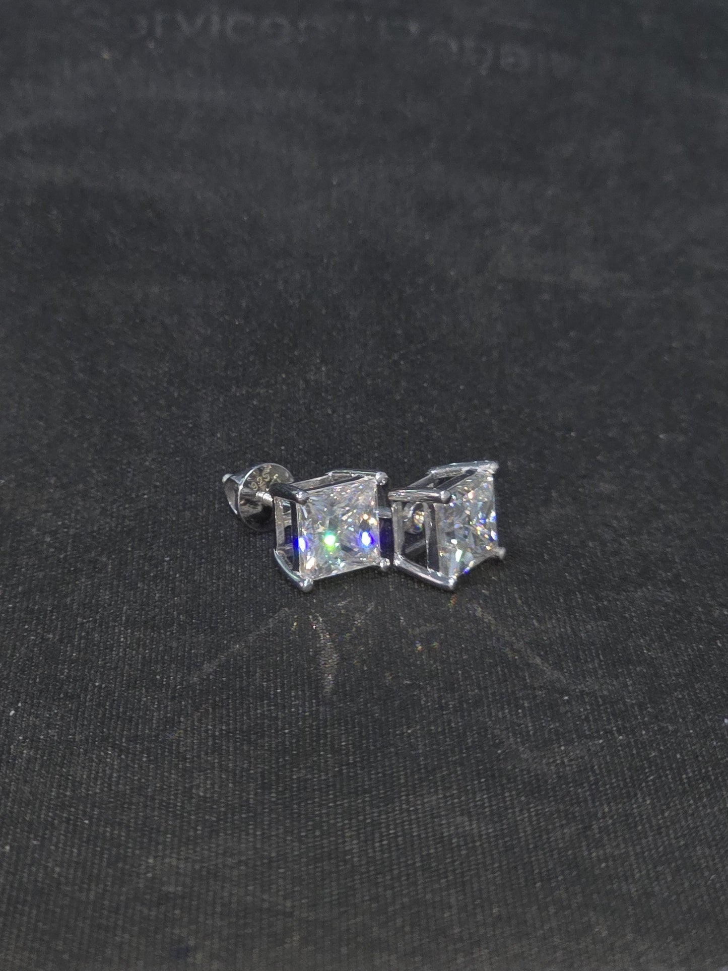 7mm Princess Cut Moissanite Stud Earrings, D Color VVS1, 925 Sterling Silver, Screw Back, Iced Out Diamond Studs for Men & Women