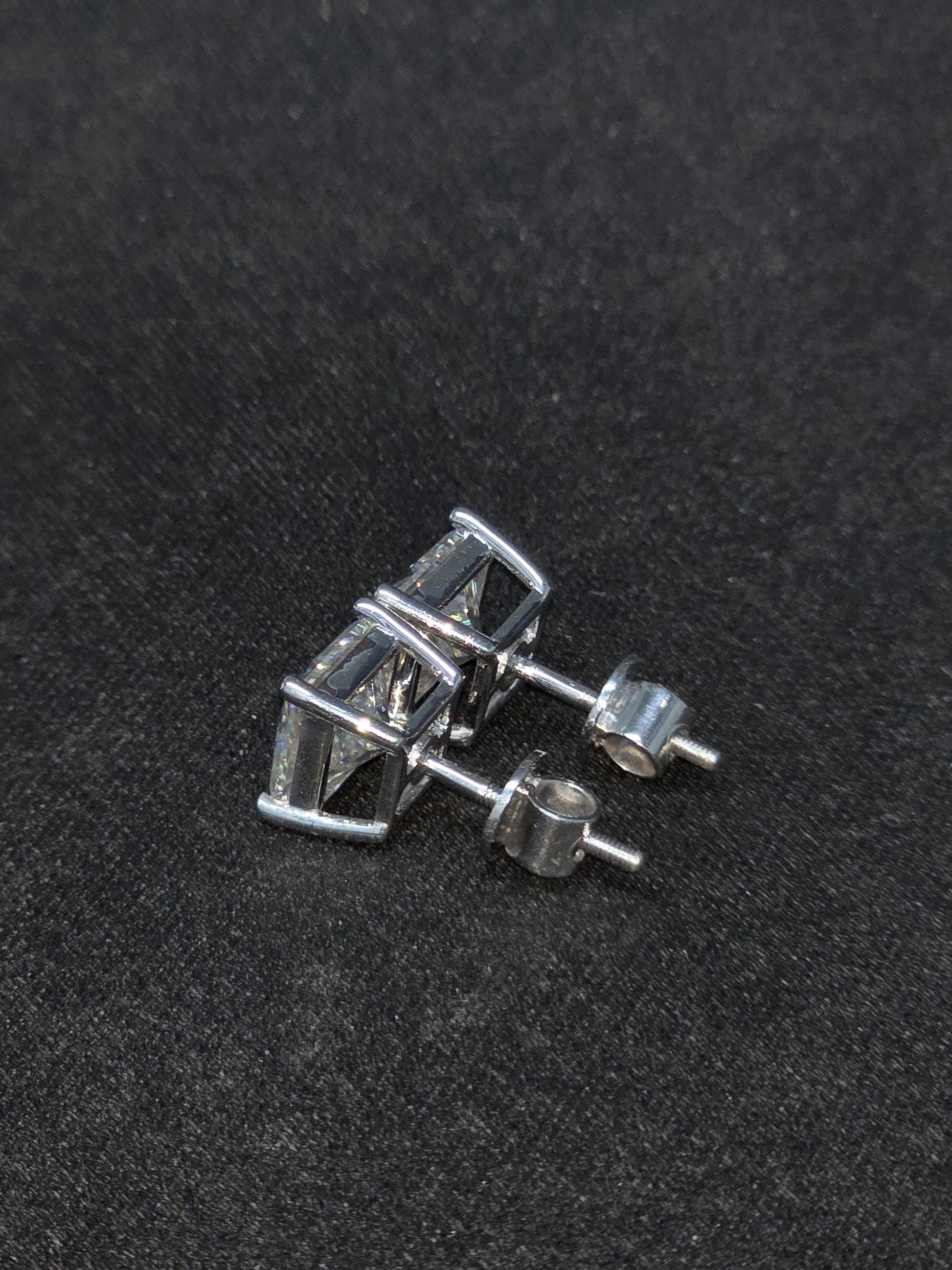 7mm Princess Cut Moissanite Stud Earrings, D Color VVS1, 925 Sterling Silver, Screw Back, Iced Out Diamond Studs for Men & Women