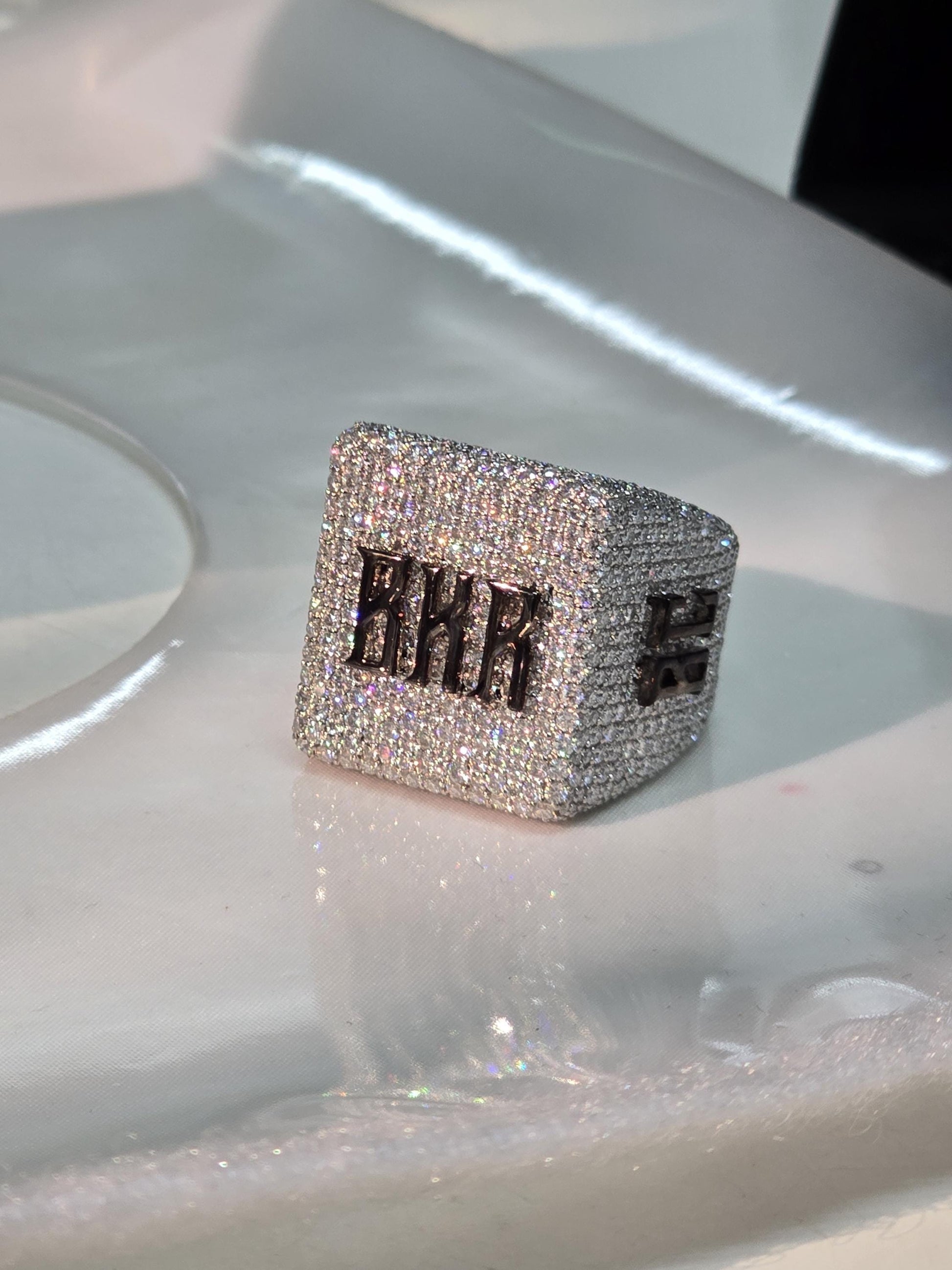Black and White Moissanite Championship Rings for Men, Statement Rings, Custom Ring, Hip Hop Jewelry Gift