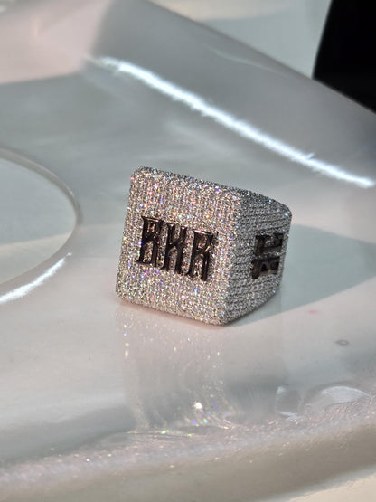 Black and White Moissanite Championship Rings for Men, Statement Rings, Custom Ring, Hip Hop Jewelry Gift