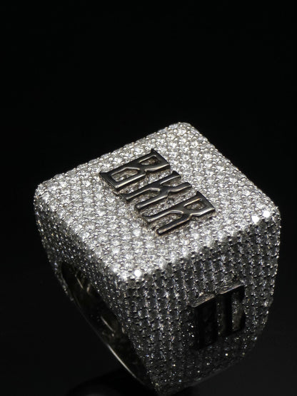 Black and White Moissanite Championship Rings for Men, Statement Rings, Custom Ring, Hip Hop Jewelry Gift