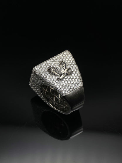 Black and White Moissanite Championship Rings for Men, Statement Rings, Custom Ring, Hip Hop Jewelry Gift