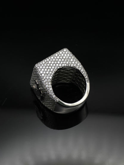 Black and White Moissanite Championship Rings for Men, Statement Rings, Custom Ring, Hip Hop Jewelry Gift