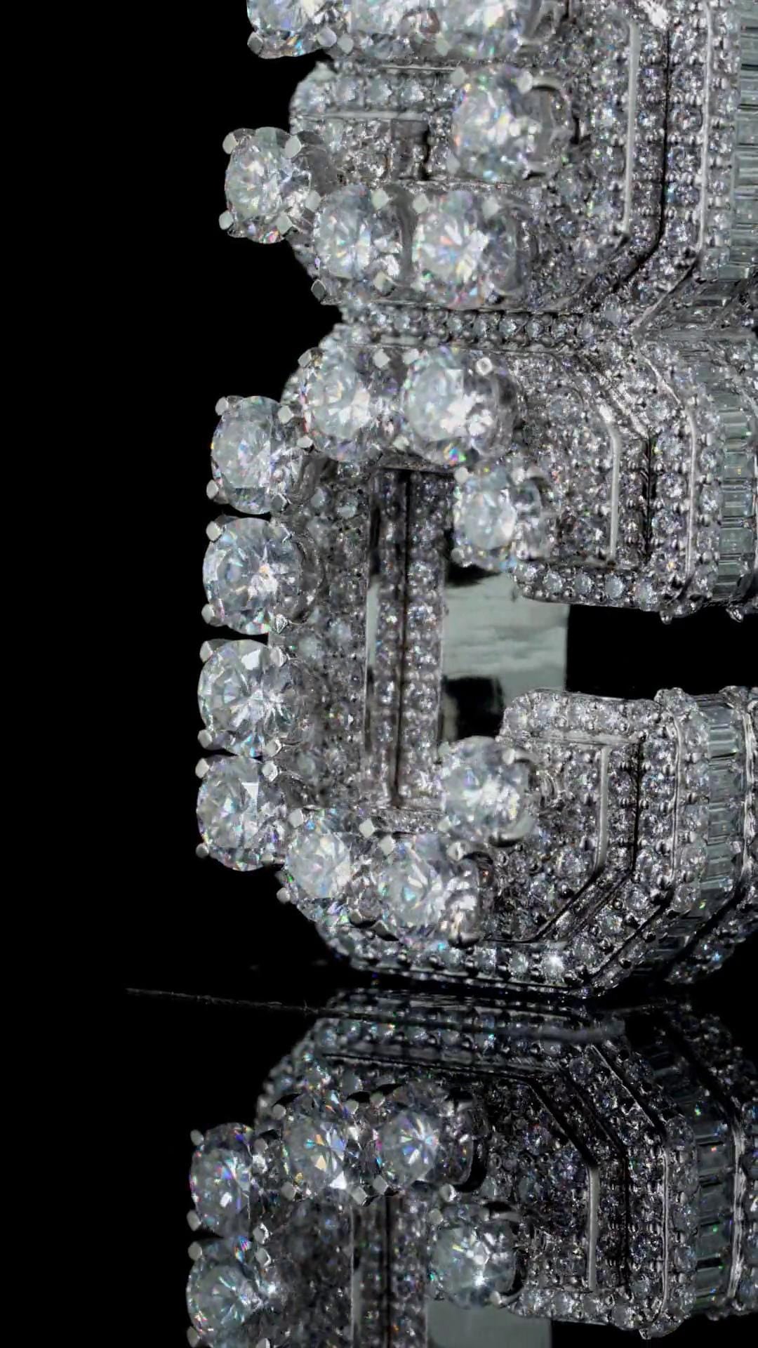 VVS Moissanite Vertical Pendant, Rhodium Plated Sterling Silver, Diamond Tester Approved Hip Hop Jewelry
