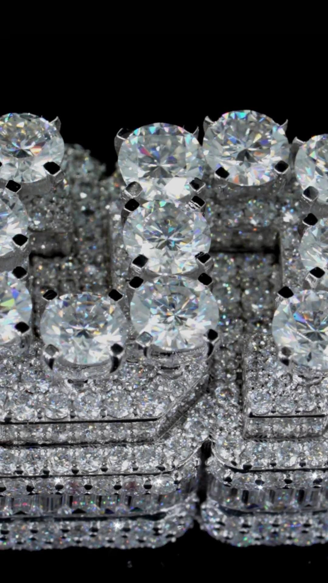 VVS Moissanite Vertical Pendant, Rhodium Plated Sterling Silver, Diamond Tester Approved Hip Hop Jewelry
