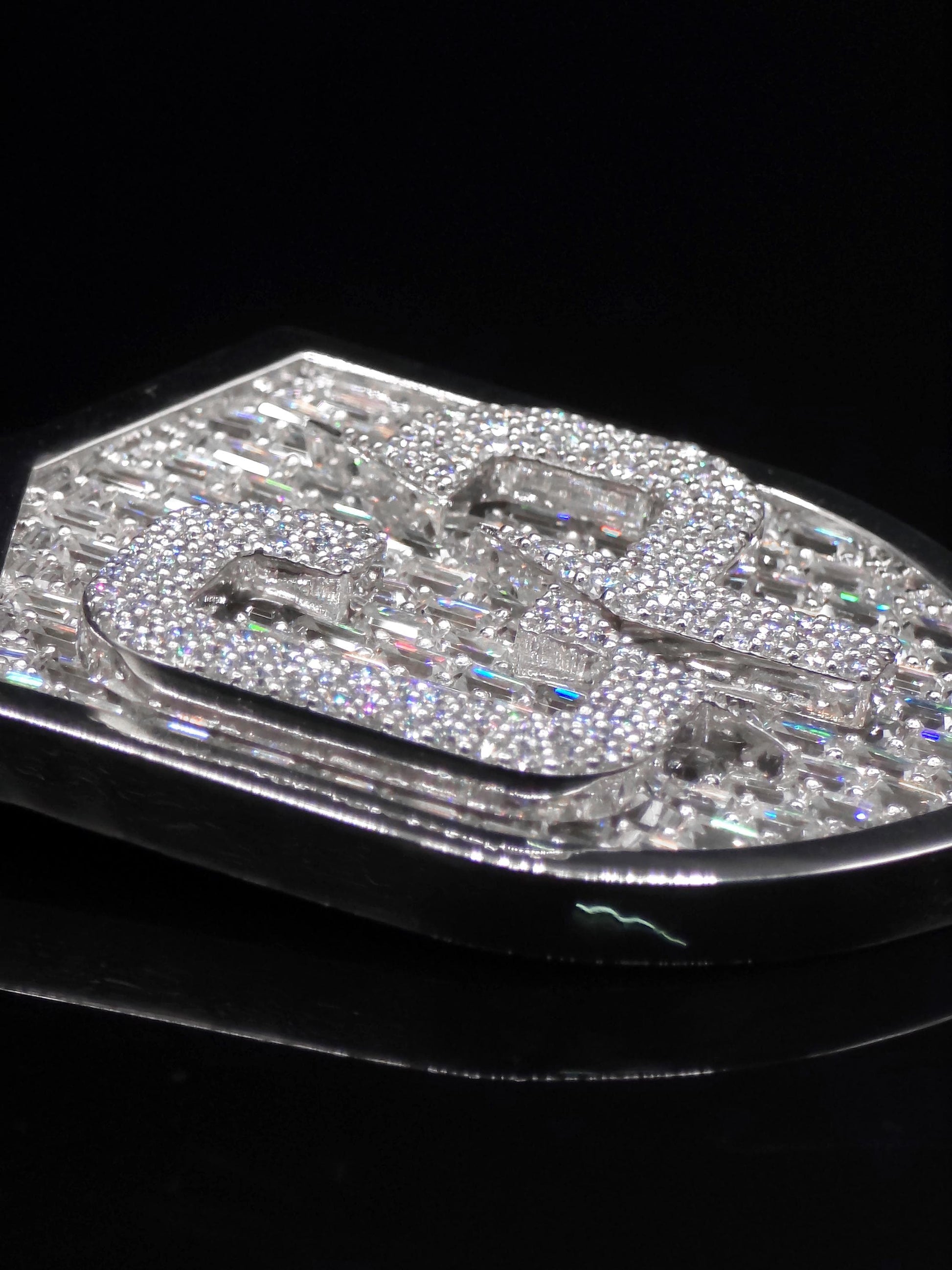 VVS1 Moissanite Shield Pendant | Custom Hip Hop Necklace | Emerald & Round Cut | 925 Sterling Silver Iced Jewelry