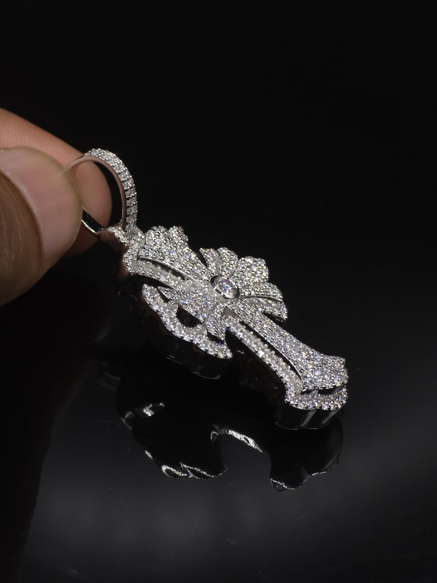 Iced Out Cross Pendant, 1.5" Moissanite or Lab Grown Diamonds, 925 Sterling Silver or 10K Gold, Luxury Hip Hop Jewelry for Men & Women